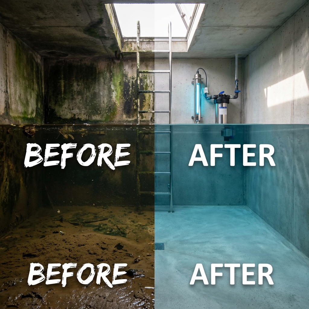 تعقيم خزان أرضي خرساني